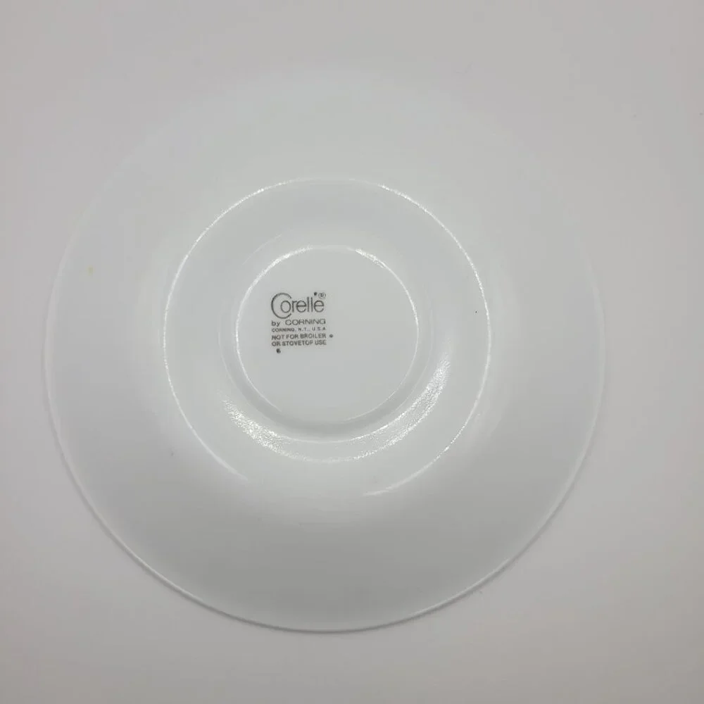 Pyrex Corelle‎ By Corning Blue Flower Teacup Saucer Set White Glass Coffee